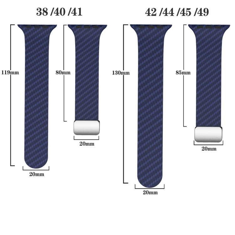 Carbonfaser Magnetisches silbernes Schnallen-Uhrenarmband, Für Apple Watch Series 9 45mm, Für Apple Watch Series 9 41mm, Für Apple Watch Ultra 49mm