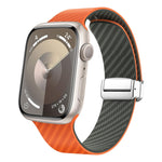 Carbonfaser Magnetisches silbernes Schnallen-Uhrenarmband, Für Apple Watch Series 9 45mm, Für Apple Watch Series 9 41mm, Für Apple Watch Ultra 49mm