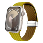 Carbonfaser Magnetisches silbernes Schnallen-Uhrenarmband, Für Apple Watch Series 9 45mm, Für Apple Watch Series 9 41mm, Für Apple Watch Ultra 49mm
