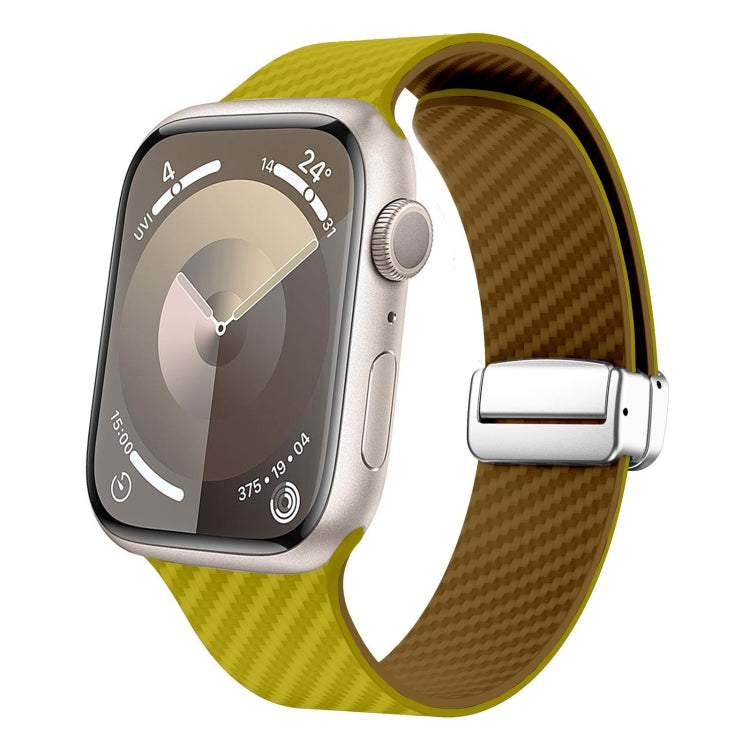 Carbonfaser Magnetisches silbernes Schnallen-Uhrenarmband, Für Apple Watch Series 9 45mm, Für Apple Watch Series 9 41mm, Für Apple Watch Ultra 49mm