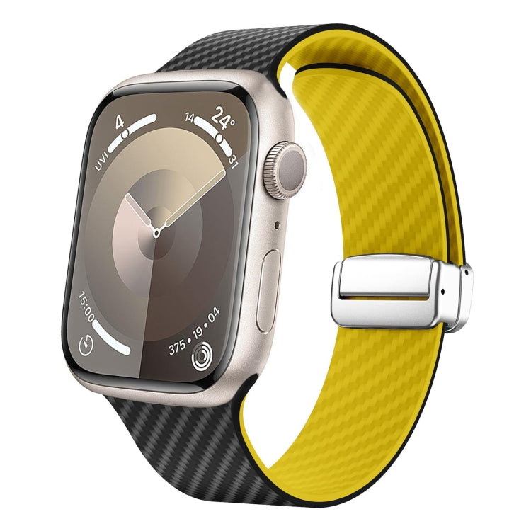 Carbonfaser Magnetisches silbernes Schnallen-Uhrenarmband, Für Apple Watch Series 9 45mm, Für Apple Watch Series 9 41mm, Für Apple Watch Ultra 49mm