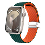 Carbonfaser Magnetisches silbernes Schnallen-Uhrenarmband, Für Apple Watch Series 9 45mm, Für Apple Watch Series 9 41mm, Für Apple Watch Ultra 49mm