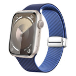 Carbonfaser Magnetisches silbernes Schnallen-Uhrenarmband, Für Apple Watch Series 9 45mm, Für Apple Watch Series 9 41mm, Für Apple Watch Ultra 49mm