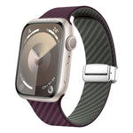 Carbonfaser Magnetisches silbernes Schnallen-Uhrenarmband, Für Apple Watch Series 9 45mm, Für Apple Watch Series 9 41mm, Für Apple Watch Ultra 49mm
