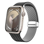 Carbonfaser Magnetisches silbernes Schnallen-Uhrenarmband, Für Apple Watch Series 9 45mm, Für Apple Watch Series 9 41mm, Für Apple Watch Ultra 49mm