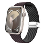 Carbonfaser Magnetisches silbernes Schnallen-Uhrenarmband, Für Apple Watch Series 9 45mm, Für Apple Watch Series 9 41mm, Für Apple Watch Ultra 49mm