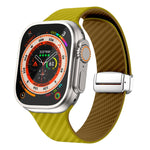 Carbonfaser Magnetisches silbernes Schnallen-Uhrenarmband, Für Apple Watch Series 9 45mm, Für Apple Watch Series 9 41mm, Für Apple Watch Ultra 49mm