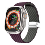Carbonfaser Magnetisches silbernes Schnallen-Uhrenarmband, Für Apple Watch Series 9 45mm, Für Apple Watch Series 9 41mm, Für Apple Watch Ultra 49mm