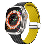 Carbonfaser Magnetisches silbernes Schnallen-Uhrenarmband, Für Apple Watch Series 9 45mm, Für Apple Watch Series 9 41mm, Für Apple Watch Ultra 49mm