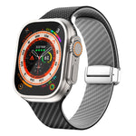 Carbonfaser Magnetisches silbernes Schnallen-Uhrenarmband, Für Apple Watch Series 9 45mm, Für Apple Watch Series 9 41mm, Für Apple Watch Ultra 49mm