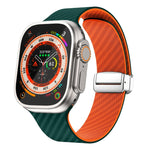 Carbonfaser Magnetisches silbernes Schnallen-Uhrenarmband, Für Apple Watch Series 9 45mm, Für Apple Watch Series 9 41mm, Für Apple Watch Ultra 49mm