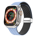 Carbonfaser Magnetisches silbernes Schnallen-Uhrenarmband, Für Apple Watch Series 9 45mm, Für Apple Watch Series 9 41mm, Für Apple Watch Ultra 49mm