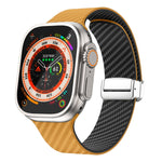 Carbonfaser Magnetisches silbernes Schnallen-Uhrenarmband, Für Apple Watch Series 9 45mm, Für Apple Watch Series 9 41mm, Für Apple Watch Ultra 49mm