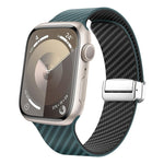 Carbon Fiber Magnetic Silver Buckle Watch Band, For Apple Watch Series 8 41mm, For Apple Watch Series 8 45mm, For Apple Watch SE 2022 40mm