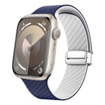 Carbon Fiber Magnetic Silver Buckle Watch Band, For Apple Watch Series 8 41mm, For Apple Watch Series 8 45mm, For Apple Watch SE 2022 40mm
