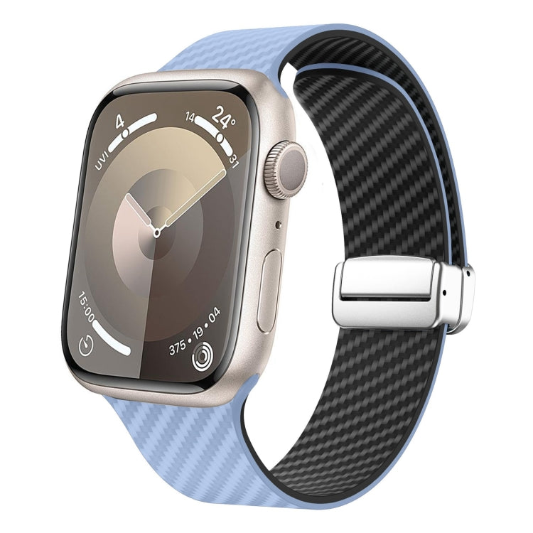 Carbon Fiber Magnetic Silver Buckle Watch Band, For Apple Watch Series 8 41mm, For Apple Watch Series 8 45mm, For Apple Watch SE 2022 40mm