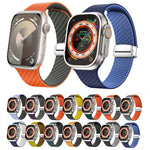 Carbonfaser Magnetisches silbernes Schnallen-Uhrenarmband, Für Apple Watch Series 9 45mm, Für Apple Watch Series 9 41mm, Für Apple Watch Ultra 49mm