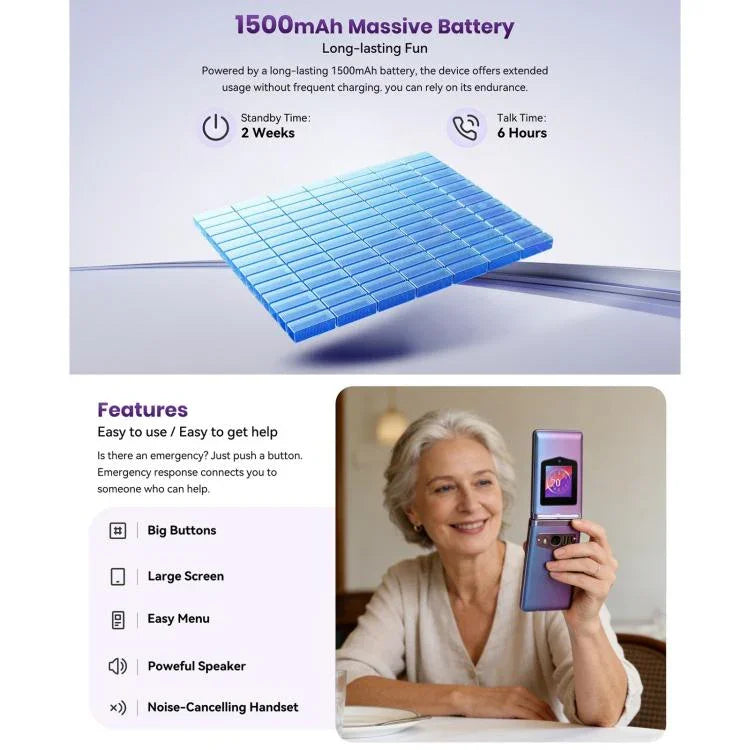 HAMTOD T8 4G Klapphandy, 2,8 Zoll + 1,77 Zoll, VoLTE, Bluetooth, SOS, OTG, EU-Version