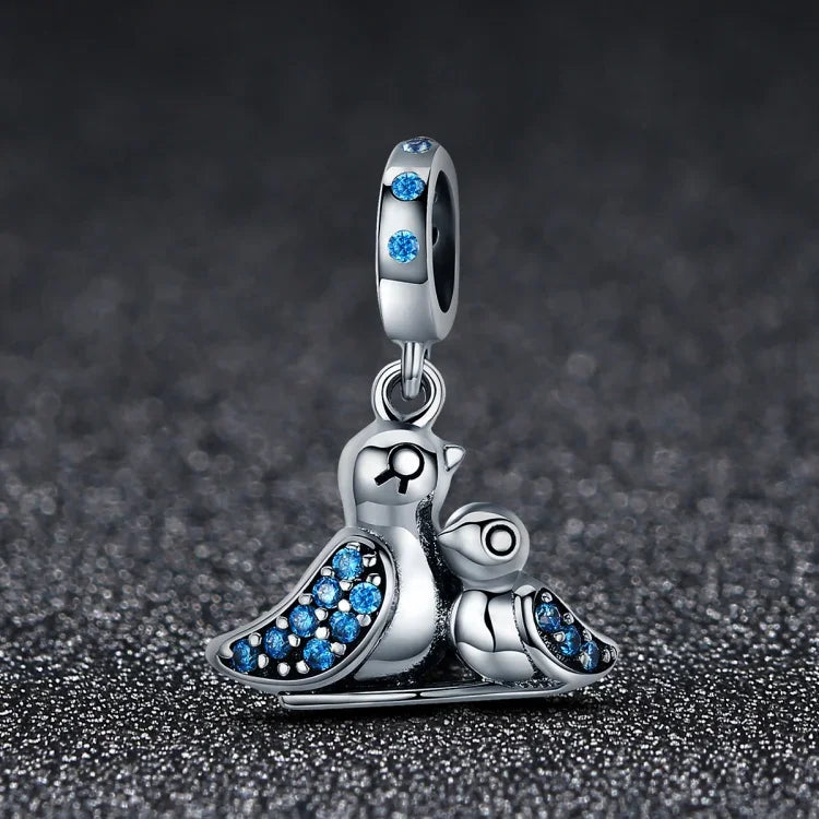 Armband-Accessoires aus 925er Silber mit blauem Edelstein und Vogelmotiv