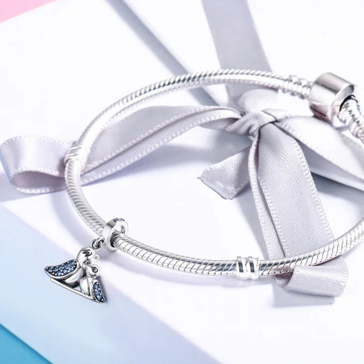 Armband-Accessoires aus 925er Silber mit blauem Edelstein und Vogelmotiv