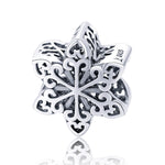 S925 Sterlingsilber Winter-Schneeflocken-Perlen DIY Armband Halskette Accessoires, Silber, Roségold