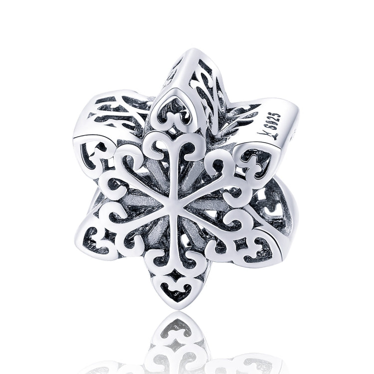 S925 Sterlingsilber Winter-Schneeflocken-Perlen DIY Armband Halskette Accessoires, Silber, Roségold