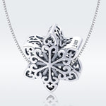 S925 Sterlingsilber Winter-Schneeflocken-Perlen DIY Armband Halskette Accessoires, Silber, Roségold