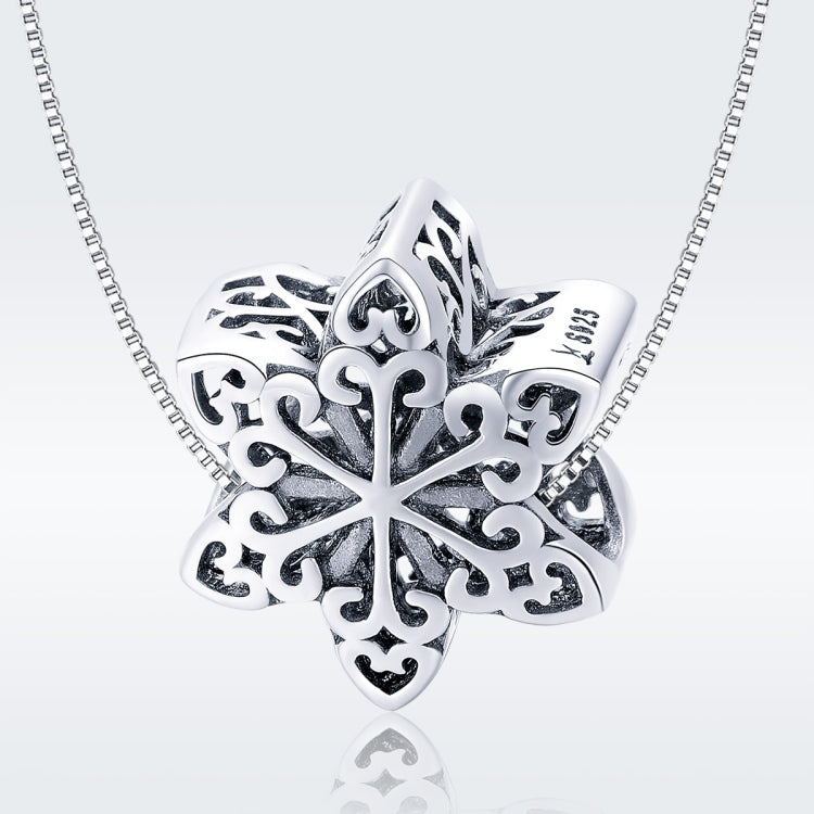 S925 Sterlingsilber Winter-Schneeflocken-Perlen DIY Armband Halskette Accessoires, Silber, Roségold