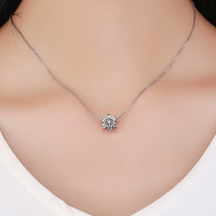 S925 Sterlingsilber Winter-Schneeflocken-Perlen DIY Armband Halskette Accessoires, Silber, Roségold
