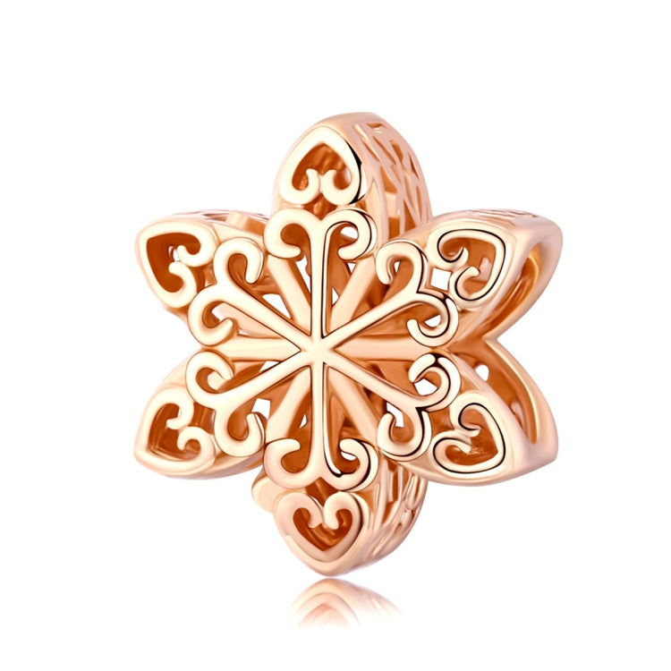 S925 Sterlingsilber Winter-Schneeflocken-Perlen DIY Armband Halskette Accessoires, Silber, Roségold