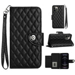 Rhombic Texture Flip Leather Phone Case with Lanyard, For iPhone 14 Pro Max, For iPhone SE 2022 / 2020 / 8 / 7, For iPhone 13 Pro Max, For iPhone 13 Pro, For iPhone 13, For iPhone 12 / 12 Pro, For iPhone 12 Pro Max, For iPhone 11 Pro Max