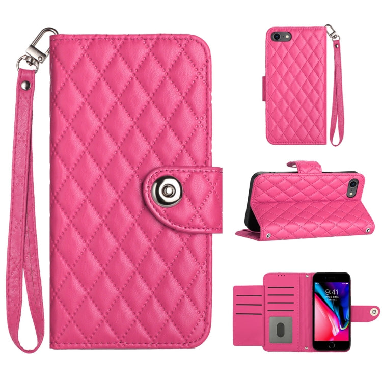 Rhombic Texture Flip Leather Phone Case with Lanyard, For iPhone 14 Pro Max, For iPhone SE 2022 / 2020 / 8 / 7, For iPhone 13 Pro Max, For iPhone 13 Pro, For iPhone 13, For iPhone 12 / 12 Pro, For iPhone 12 Pro Max, For iPhone 11 Pro Max