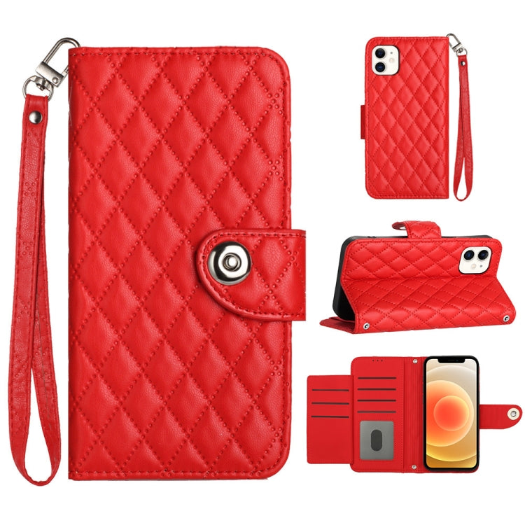 Rhombische Struktur Flip Leder Handyhülle mit Trageschlaufe, Für iPhone 11, Für iPhone 11 Pro, Für iPhone XS / X, Für iPhone XR, Für iPhone XS Max, Für iPhone 8 Plus / 7 Plus / 6s Plus
