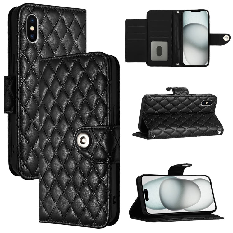 Rhombische Struktur Flip Leder Handyhülle mit Trageschlaufe, Für iPhone 11, Für iPhone 11 Pro, Für iPhone XS / X, Für iPhone XR, Für iPhone XS Max, Für iPhone 8 Plus / 7 Plus / 6s Plus