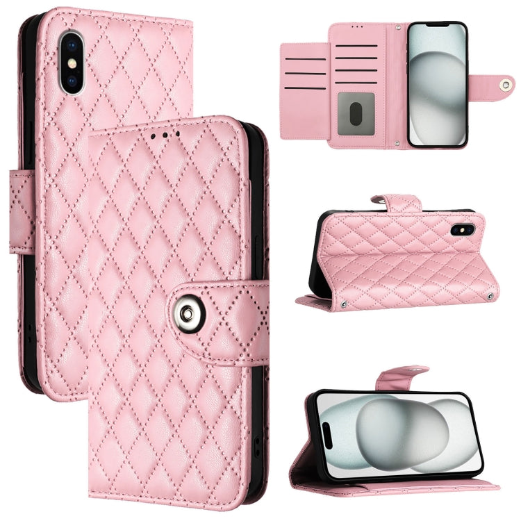 Rhombische Struktur Flip Leder Handyhülle mit Trageschlaufe, Für iPhone 11, Für iPhone 11 Pro, Für iPhone XS / X, Für iPhone XR, Für iPhone XS Max, Für iPhone 8 Plus / 7 Plus / 6s Plus