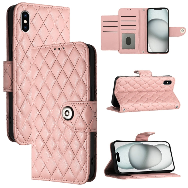 Rhombische Struktur Flip Leder Handyhülle mit Trageschlaufe, Für iPhone 11, Für iPhone 11 Pro, Für iPhone XS / X, Für iPhone XR, Für iPhone XS Max, Für iPhone 8 Plus / 7 Plus / 6s Plus