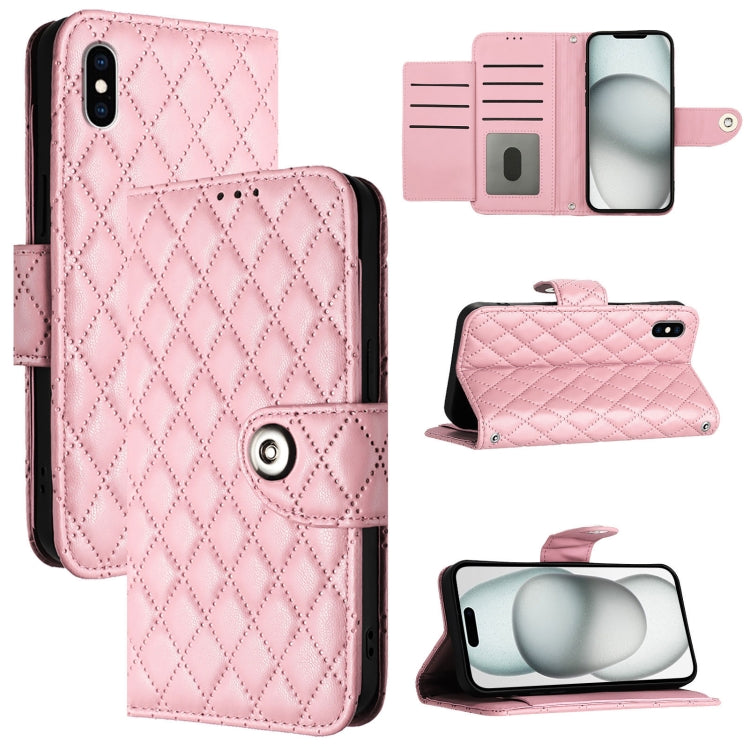 Rhombische Struktur Flip Leder Handyhülle mit Trageschlaufe, Für iPhone 11, Für iPhone 11 Pro, Für iPhone XS / X, Für iPhone XR, Für iPhone XS Max, Für iPhone 8 Plus / 7 Plus / 6s Plus