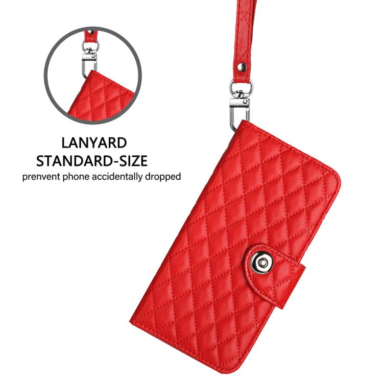 Rhombenförmige Textur Flip Leder Handyhülle mit Lanyard, für iPhone 17 Pro Max, für iPhone 17 Pro, für iPhone 17, für iPhone Air, für iPhone SE 2024, für iPhone 16 Pro Max, für iPhone 16 Pro, für iPhone 16 Plus