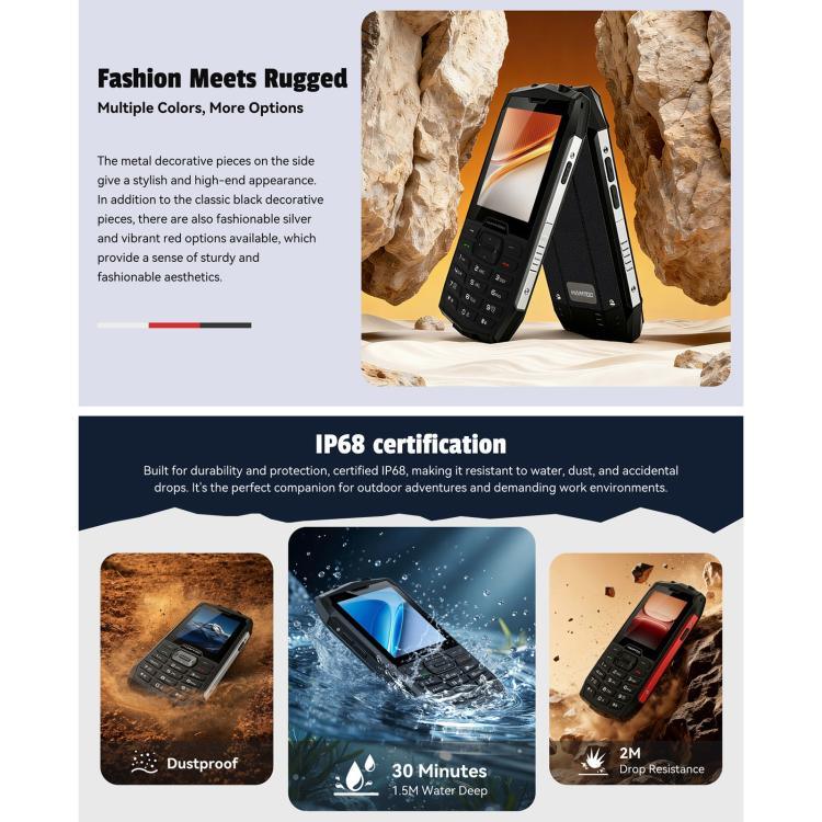 HAMTOD H3 Robustes Smartphone, 2,8 Zoll T107 ARM Cortex™ A7 Quad-Core 1,0 GHz, Netzwerk: 4G, VoLTE, Bluetooth, SOS, EU-Version