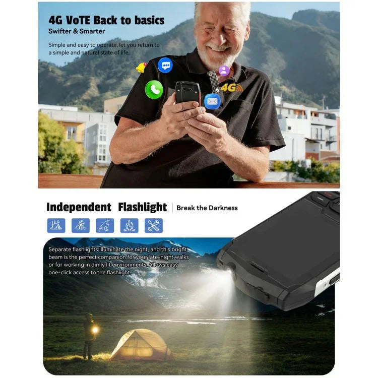 HAMTOD H3 Robustes Smartphone, 2,8 Zoll T107 ARM Cortex™ A7 Quad-Core 1,0 GHz, Netzwerk: 4G, VoLTE, Bluetooth, SOS, EU-Version