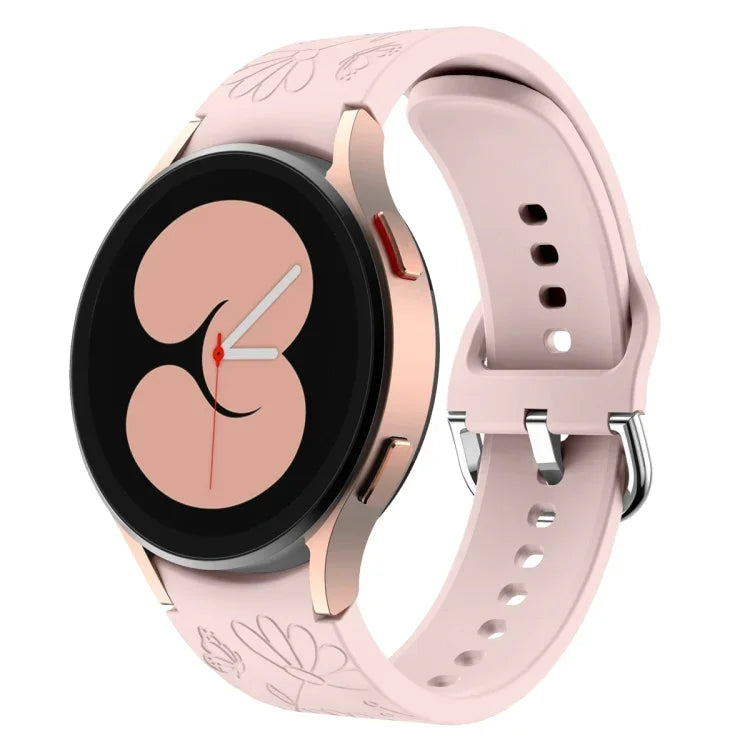Silikon-Uhrenarmband mit Schmetterlings- und Blumenprägung, für Samsung Galaxy Watch 6