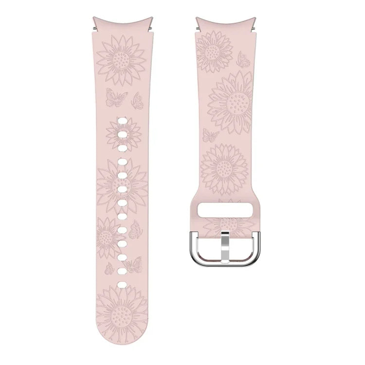 Sunflower Pattern Embossed Silicone Watch Band, For Samsung Galaxy Watch 6
