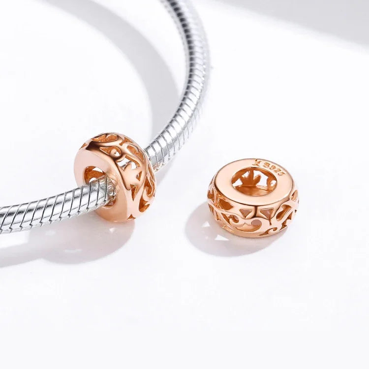 Sterling Silber S925 Perlen DIY Armband Zubehör Hohl Roségold Lose Perlen