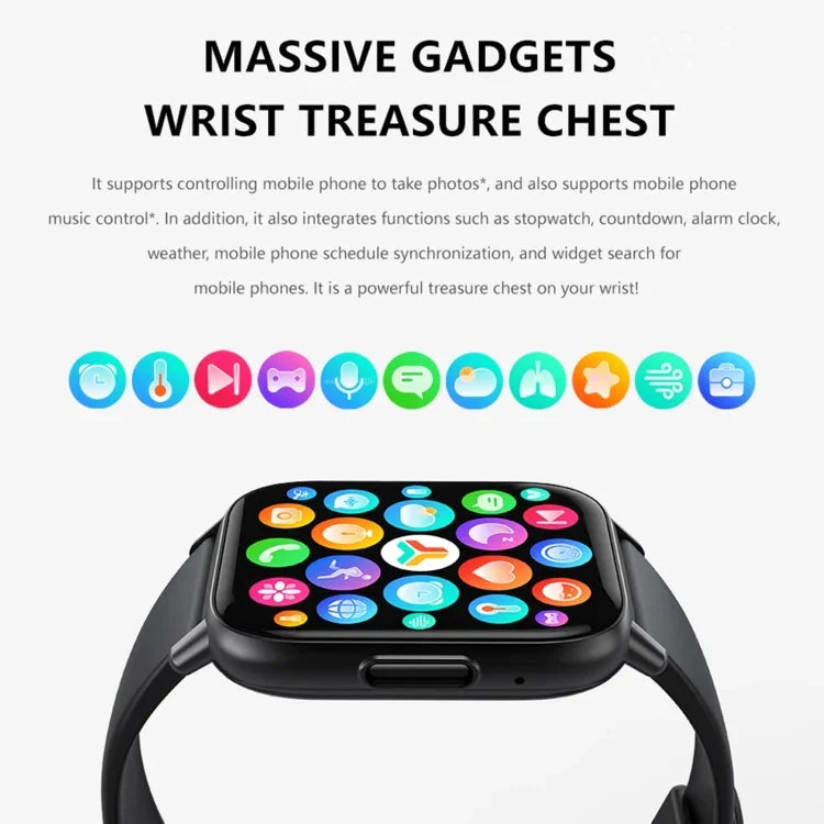 DM60+ 1,83 Zoll BT5.2 Smartwatch, unterstützt Bluetooth-Anrufe / Schlafüberwachung / Blutzuckermessung / Blutsauerstoffmessung / Temperaturmessung / Herzfrequenzmessung / Blutdruckmessung
