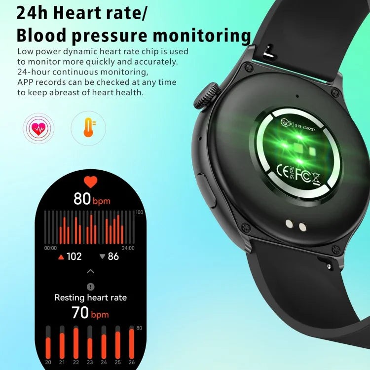 QX10 1,43 Zoll BT5.2 Smartwatch, unterstützt Schlaf-/Herzfrequenz-/Blutsauerstoff-/Blutdrucküberwachung