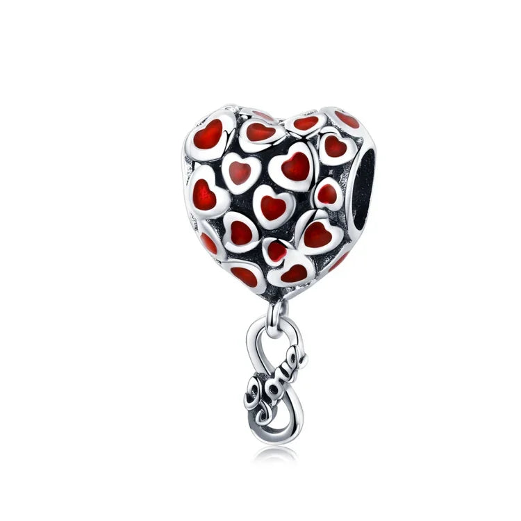 S925 Sterling Silber Rote Herzperlen DIY Armband Halskette Zubehör