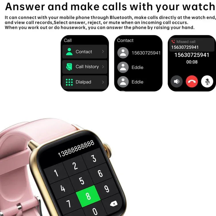 QS08 PRO 1,83 Zoll BT5.2 Smartwatch mit Unterstützung für Schlaf-/Herzfrequenz-/Blutsauerstoff-/Temperatur-/Blutdrucküberwachung