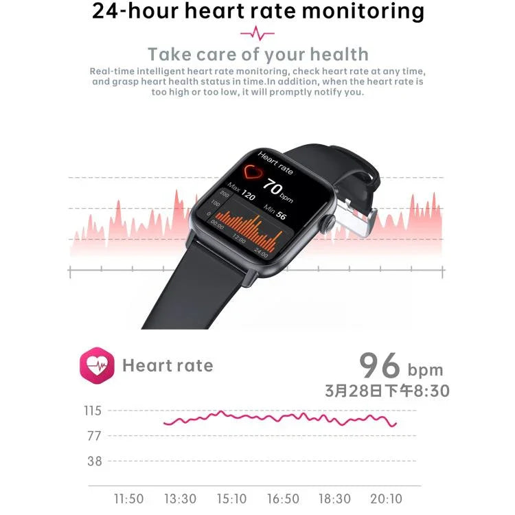 QS08 PRO 1,83 Zoll BT5.2 Smartwatch mit Unterstützung für Schlaf-/Herzfrequenz-/Blutsauerstoff-/Temperatur-/Blutdrucküberwachung