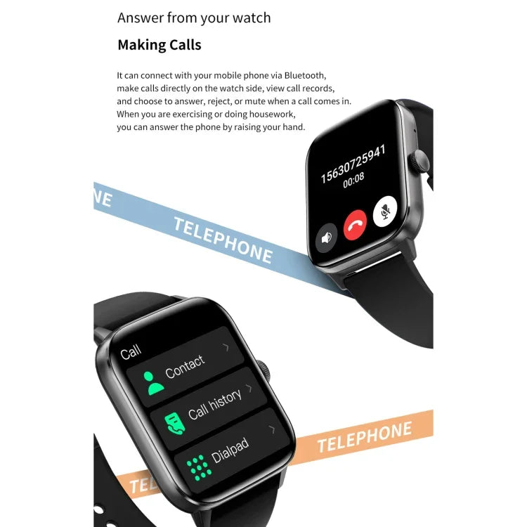 QS11 1,91 Zoll BT5.2 Smartwatch, unterstützt Schlaf-/Herzfrequenz-/Blutsauerstoff-/Blutdrucküberwachung