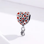 S925 Sterling Silber Rote Herzperlen DIY Armband Halskette Zubehör